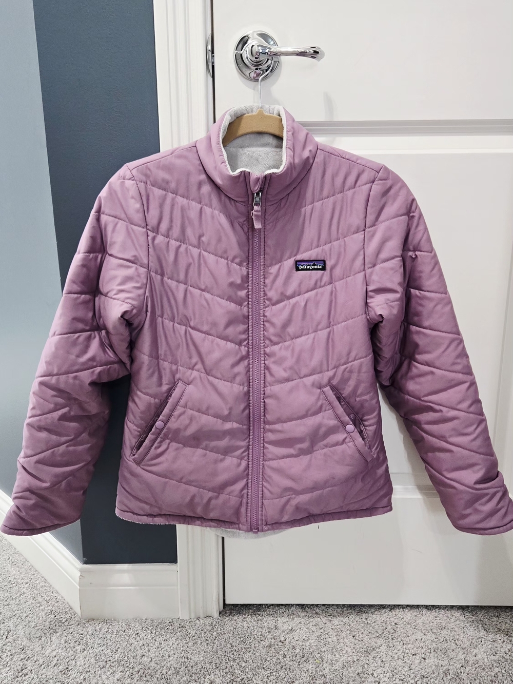 Patagonia Girls' Reversible Lightweight Insulated Jacket - Dusty Pink